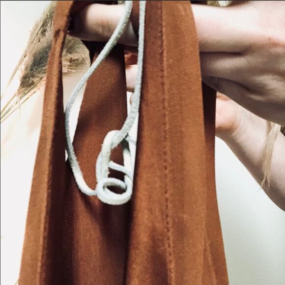 ELIZABETH AND JAMES Orange Rust Silk Ruffle Tank Sleeveless VNeck Mini Dress 4 - Picture 6 of 14